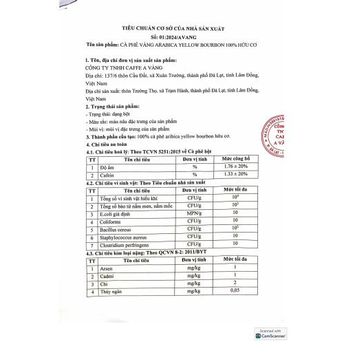 TCB CÀ PHÊ VÀNG ARABICA YELLOW BOURBON 1